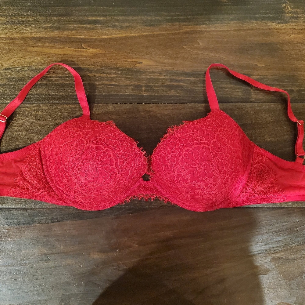 Victoria's Secret Red Lace Push Up Bra (36DDD)